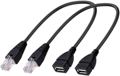 USB naar RJ45 ethernet kabeladapter voor netwerkverbinding, 30 cm, 2 stuks, geschikt voor router, ADSL modem en camera