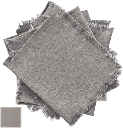Vintage Linnen Tafelservetten 42x42 cm - Wasbare Stoffen Servetten voor Bruiloft en Feest, Grijs, Set van 6