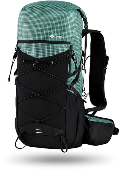 CarryQuest® - 40L Klimrugzak Outdoor Ultralight - 30+10L Hiking Backpack met Rugventilatie, Front-/Toploader, Stevige Ritsen & Gespen - DL-UHMWPE/Polyester - 76x30x18 cm - Groen