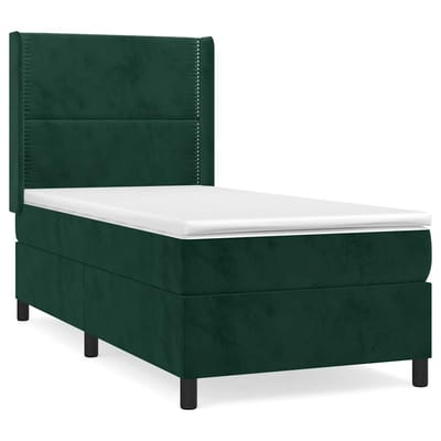 vidaXL - Boxspring - met - matras - fluweel - donkergroen - 90x190 - cm
