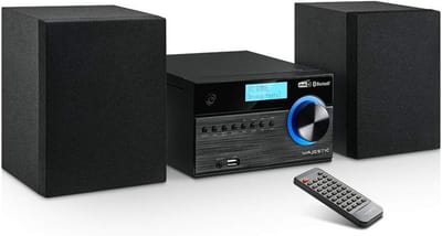 Micro HiFi Systeem - Stereo Installatie - Muziek Luisteren - Draadloze Bluetooth Connectie - 17.9 cm Breed - Zwart