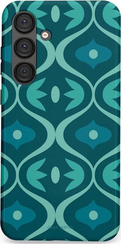 Casetastic hoesje geschikt voor Samsung Galaxy S25 Plus - Dubbellaagse bescherming - Decoratief Blauwgroen - Fashion Case - Petrol