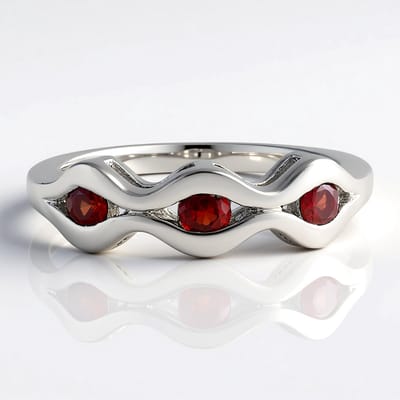 Cavill - Zilveren ring met platina plating - 3 ronde Tanzania robijnen totaal 0,436 ct - Elegante luxe ring dames - Sterling zilver