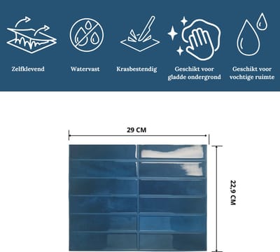 Plaktegel Deep blue langwerpig 1mm
