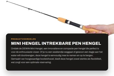 Dailygoods- Hengel Mini - Opvouwbaar Visgerei - Koolstofvezel - Lichtgewicht - Antislip Handgreep - Verbeterd Geleidingssysteem - Visstok