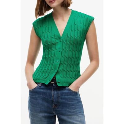 Tommy Hilfiger Mid Cable Vest Cardigan Courtside Green Größe: XS | Cardigans Outlet | Damen | Grün