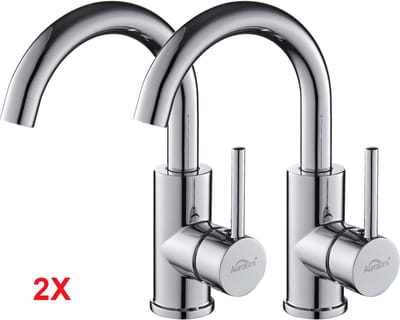 Auralum max Wastafelkraan - Badkamerkraan - Wastafelmengkraan - 360° Draaibare - Badkamer Kraan - Waterbesparend - met 60CM slang - Mat Chroom