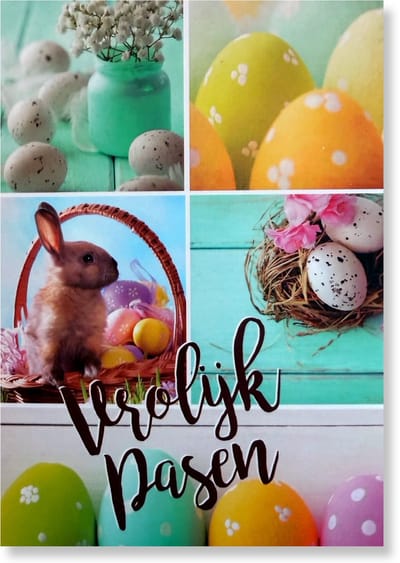 Vrolijk Pasen Wenskaart - Paaskaart - 12 x 17 cm - gevouwen kaart Inclusief envelop