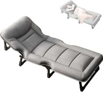 Opklapbed met matras - Campingbedje verstelbaar - Ontspannen buiten - 4-standen rugleuning - 190x75 cm - Grijs