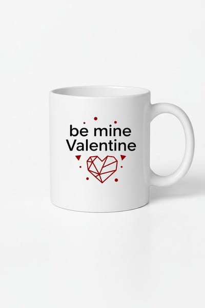 Valentijn Mok 'Be Mine Valentine' met Geometrisch Hart - Romantisch Liefdes Cadeau