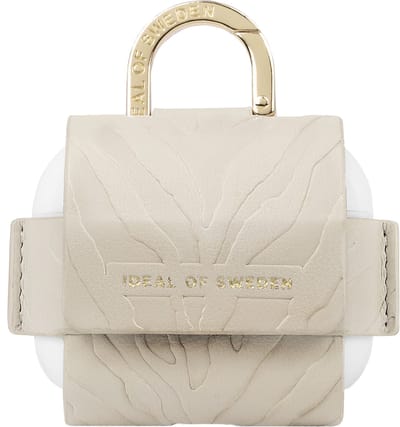 IDEAL OF SWEDEN, Hoesje geschikt voor Apple AirPods 3 - Flo Series Zebra Textuur met Karabijnhaak, Beige