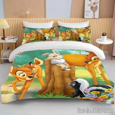 Bambi Bedrukt Zacht Beddengoed Set Dekbedovertrek Anime Dekbed Volwassen Kinderen Verjaardagscadeau Volledige Maat King Size Beddengoed Set EU SK 260x220cm