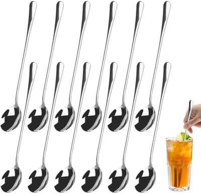 Dailygoods- Lange Lepel Roestvrij Staal - Lange Lepels Latte Macchiato - Cocktaillepels - Dessertlepel - Lepel voor Ijskoffie - Comfortabele Grip - Cocktaillepel