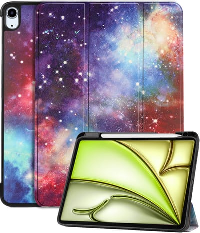 Hoes - Geschikt voor Apple iPad Air (2024/2025/2026) - 11 inch - Dun & Stevig - Trifold Bookcase - Hard Cover Case - Met Uitsparing Geschikt voor Apple Pencil - Hardcover Book - Tablet Hoesje - Galaxy