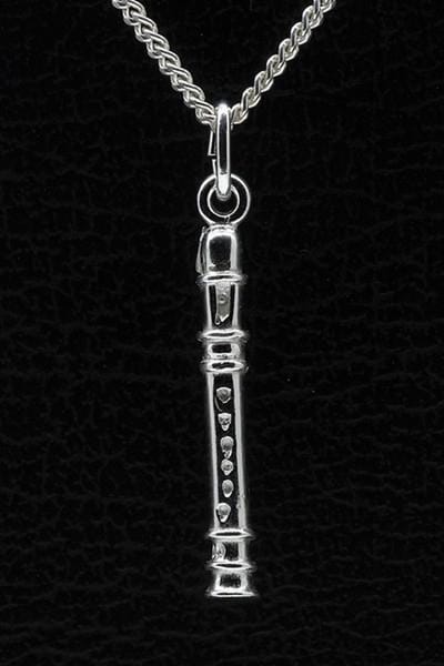 Zilveren Blokfluit ketting hanger