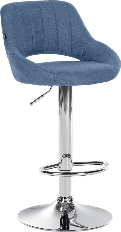 CLP Milet Barkruk - Met rugleuning - Verstelbaar - Stof - blauw chroom