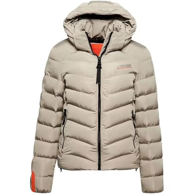 Superdry Hooded Microfibre Padded Jkt Dames Jas - Winter Stone Grey - Maat Xs