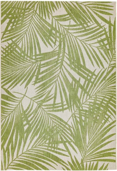 Easy Living - Patio-15-Green-Palm Vloerkleed - 200x290  - Rechthoek - Buiten,Laagpolig Tapijt - Landelijk - Beige, Groen