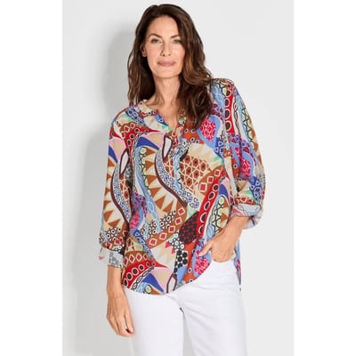 Gedessineerde blouse met unieke print - meerkleurig / gedess. - Gr. 40 van Goldner Fashion