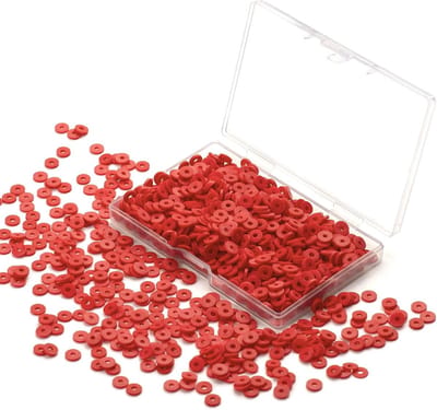 1000 Stuks Rode Heishi Kralen van Polymeer Klei voor Sieraden Maken, Armbanden en Kettingen, 6mm Kralen