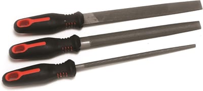 Set van 3 Vijlen Experts: Platte, Halfronde en Ronde Vijl met Softgrip Handvat – 200 mm