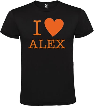 Koningsdag T-shirt Zwart - Maat S - I love Alex - Feestelijke Oranje Stijl