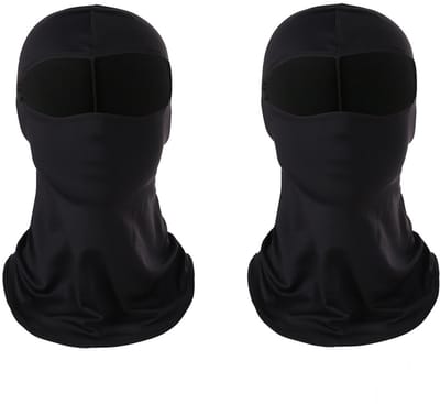 2-Stuks Zonnescherm fietsmasker - De bivakmuts - Nekbedekking met uv-bescherming - Volledige hoofdbedekking voor skiën, motorrijden, fietsen en hardlopen - Unisex - Sportgezichtsmasker voor onder de helm - Zwart