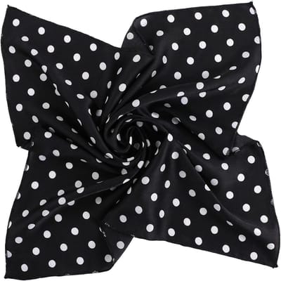 Vintage Satijnen Hoofddoek met Polka Dot Motief - 50 cm Vierkante Chiffon Sjaal voor Dames, Modeaccessoire en Sjaal voor Elke Gelegenheid