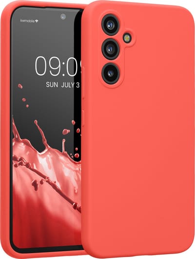 kwmobile telefoonhoesje geschikt voor Samsung Galaxy A54 5G - TPU backcover met siliconen coating - Smartphone case in neon koraal
