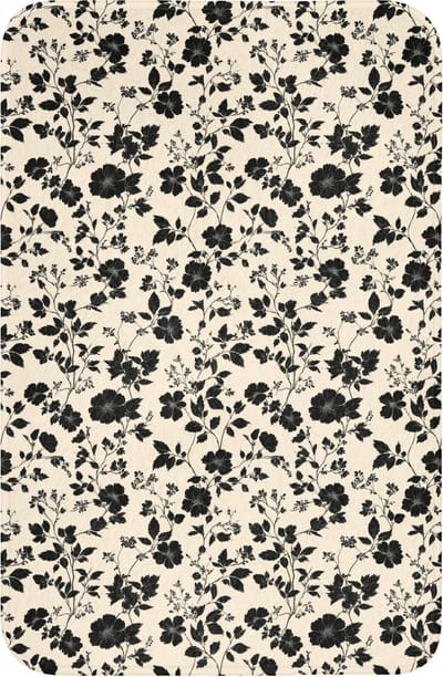 WC mat 40x60 cm - Antislip - Bloemen - Dessin - Zwart - Toiletmat - Vloermat - Douchemat - Toilet tapijt - Toiletmatten