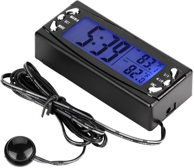 Dailygoods- Temperatuurmeter Digitale Auto - Binnen/Buiten Temperatuur - Klok met