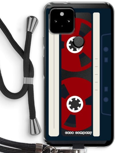 Case Company® - Hoesje met koord geschikt voor Google Pixel 5 hoesje met Koord - Here's your tape - Telefoonhoesje met Zwart Koord - Bescherming aan alle Kanten en Over de Schermrand