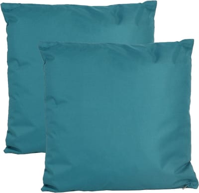 Anna's collection Buiten of tuin sier kussens - 2x - petrol blauw - 45 x 45 cm - binnen/buiten - zitkussens tuinbank