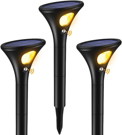 Solarlampen met Bewegingsmelder - 3 Stuks Zonnelampen voor Buiten, IP65 Waterdicht, Super Helder Warmwit