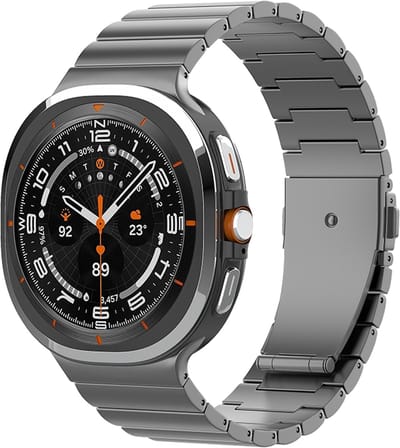 Luxe titanium bandje - geschikt voor Samsung Galaxy Watch Ultra (47mm) / Ultra 2025 (47mm) - rvs stalen schakelband met vlindersluiting - grijs