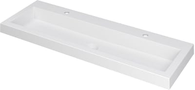 INK Dock Wastafel Polystone met 2 Kraangaten - 1200x400x60 mm - Mat Wit