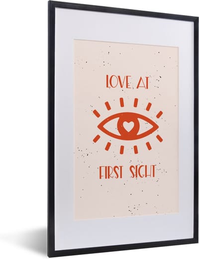 Fotolijst incl. Poster - Love at first sight - Spreuken - Quotes - Koppel - 40x60 cm - Posterlijst