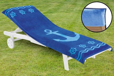 Lifestyle Frottee beschermhoes voor tuinstoel Anker blauw XXL, beschermhoes voor zonneligstoelen, ligstoelhoes van 100% katoen, 83 x 200 cm
