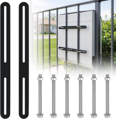 Bevestigingsset Brievenbus - Hekmontage Set - Brievenbus Plaatsen - Roestvrij Staal - 280 x 24 mm - Zwart
