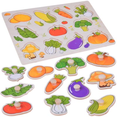 Groente - Houten puzzels voor kinderen 1 jaar / 2 jaar / 3 jaar - Educatief speelgoed - Cadeau jongen / meisje - Baby / Dreumes / Peuter - Traktatie - Uitdeelcadeaus