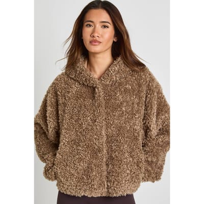 boohoo Dames Teddy Jas met Capuchon | Paddestoel | Maat: 42