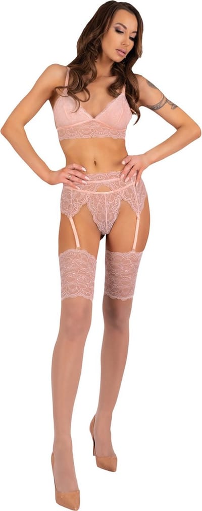 Livco Corsetti - Flooranis Lingerie Set - Sexy Lingerie Set - Erotische Lingerie Set - Peach / Perzik Roze - L/XL