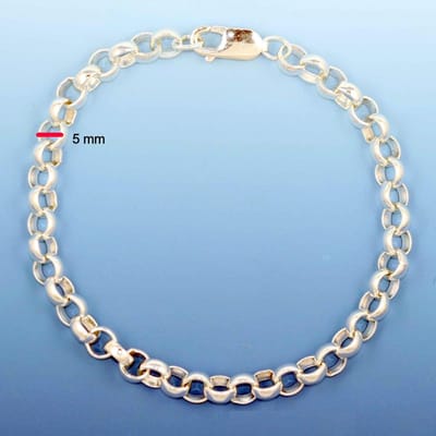 Jasseron armband van 5 mm breed, van echt zilver- 19 cm