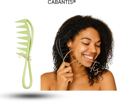 Cabantis® Brede Grove Shark Kam – Antiklit Krullenkam – Voor Krullend, Kroes en Dikker Haar – Anti-Pluis Ontwarrende Kam - Groen