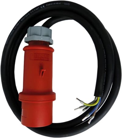 2 meter CEE machine-aansluitkabel 32A 400V H07RN-F 5x4mm² Industriële Stroomkabel