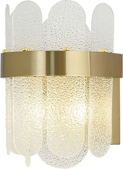 Gouden Wandlamp met Ovaal Glas en 2 Lichten - Moderne Verlichting voor Woonkamer, Keuken en Gang