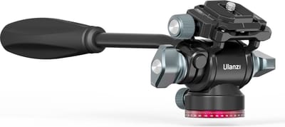 Ulanzi U-190 Hydraulische statiefkop - Vloeistof videokop - Fluid head - Metaal - 1/4inch of 3/8inch schroefaansluiting - Rood/Zwart