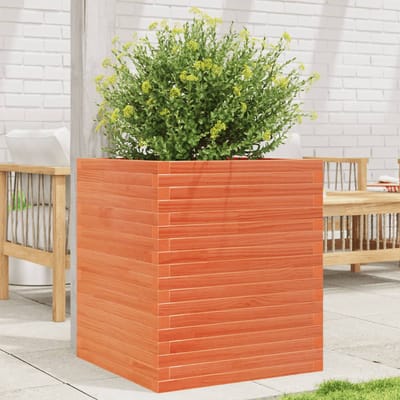 vidaXL - Plantenbak - 60x60x68,5 - cm - massief - grenenhout - wasbruin