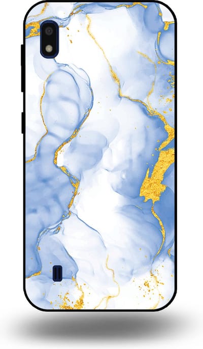 Smartphonica Telefoonhoesje Geschikt voor Samsung Galaxy A10 met Lichtblauw Goud Marmer Opdruk - TPU Backcover Case Lightblue Gold Marble Design geschikt voor Samsung Galaxy A10