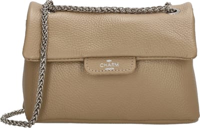 Charm London Anna Crossbody Schoudertas Avondtasje - Leren Dames Tas - Lichttaupe